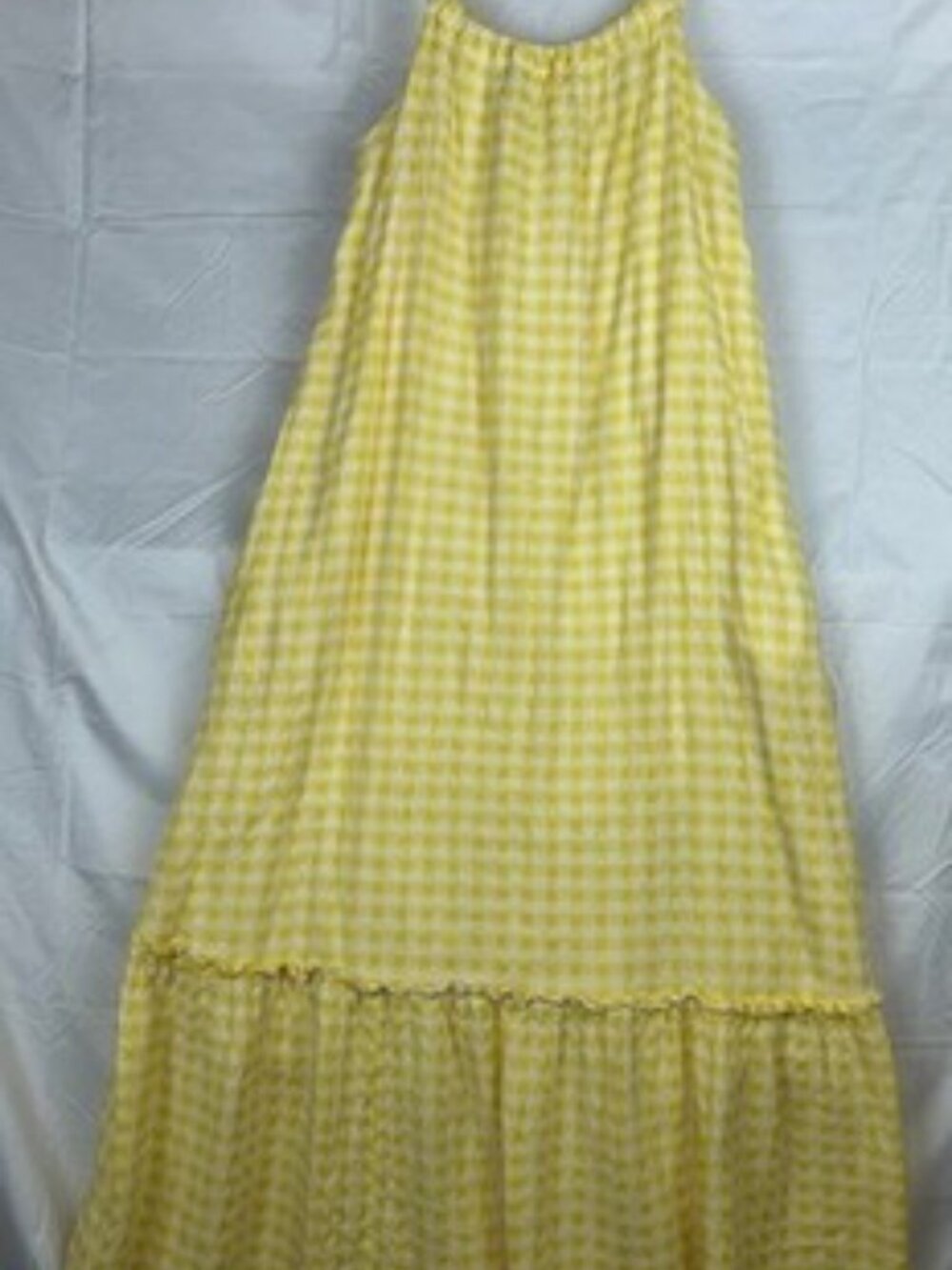 FREE ASSEMBLY GIRLS XL 14/16 YELLOW AND WHITE PLAID SUNDRESS WITH POCKETS